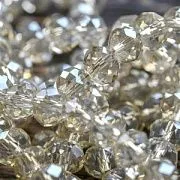 Бусина, стекло абакус 8, граненая, цвет шампанского радужный, 8х6.5 мм