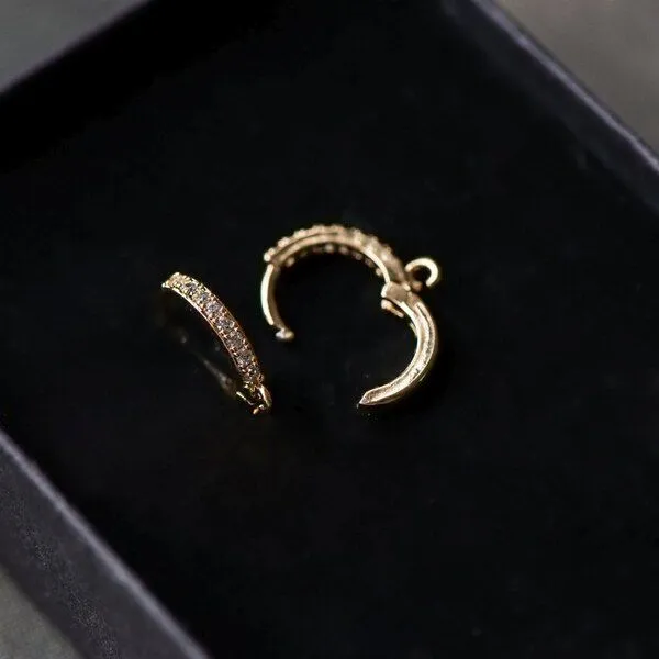 пуссеты "колечко", цирконий, цвет светлое золото, 16x14x2 мм