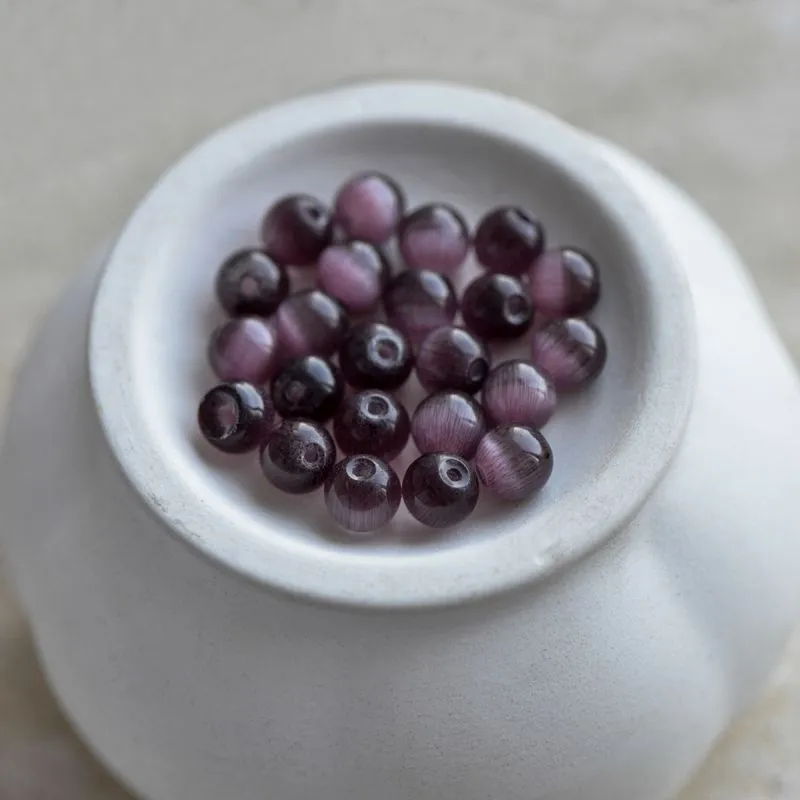 бусина "кошачий глаз", стекло, цвет винный, 6 мм