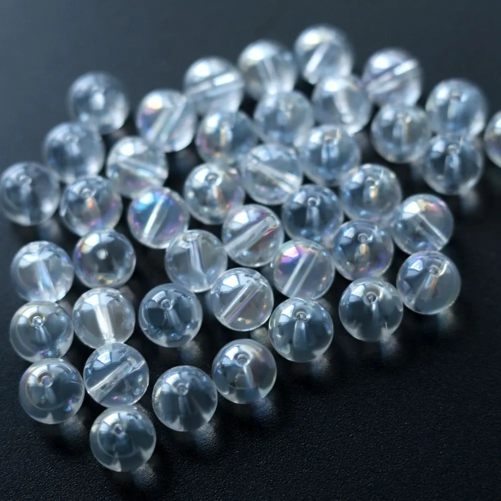 бусина, стекло 10, цвет прозрачный ав, 10 мм