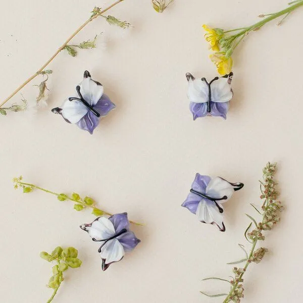 бусина, мурано "бабочка", фигурная, светло-фиолетовый, 20х20 мм