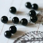 Бусина, стекло 6, цвет черный, 6 мм