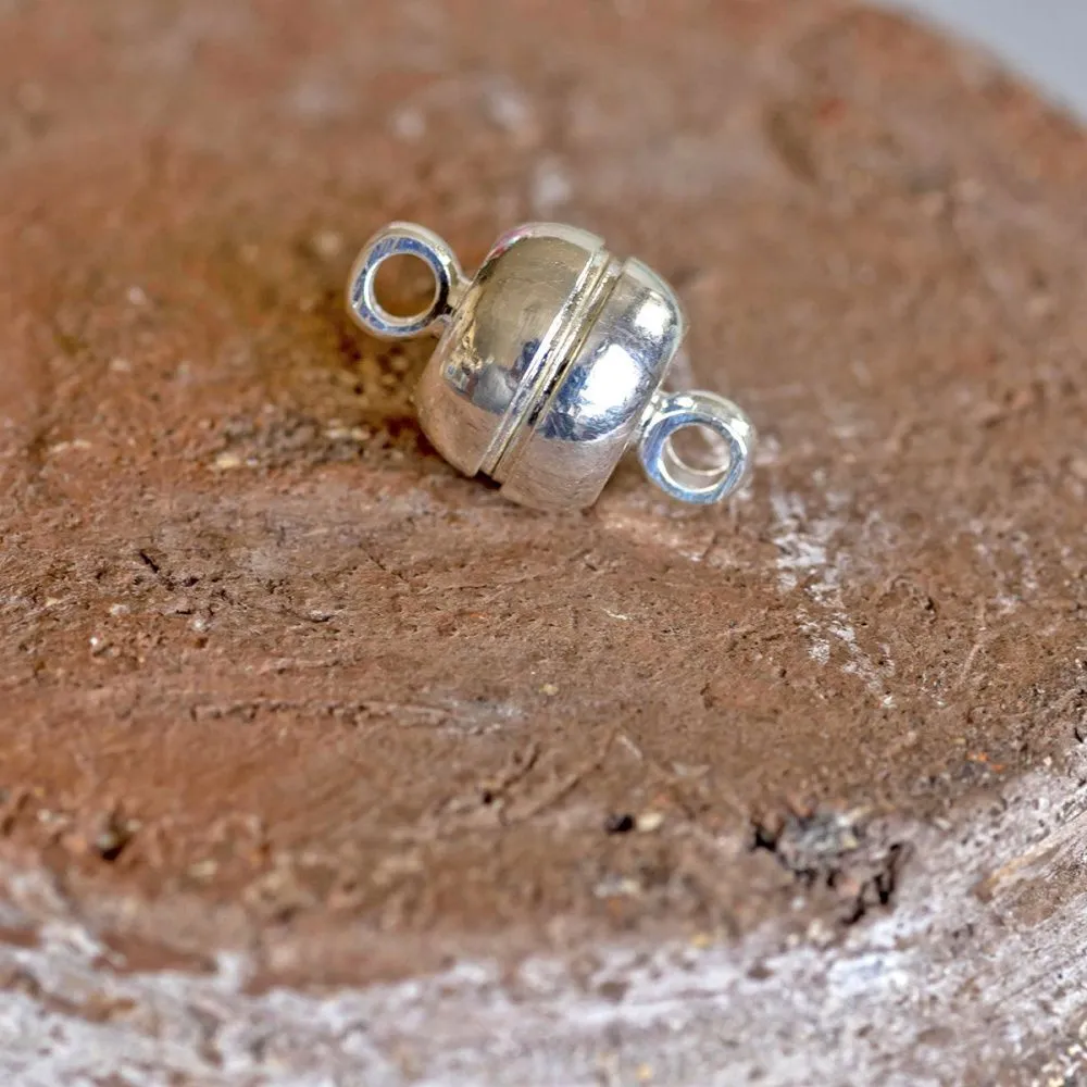 Замочки застежка магнитная "макарон", цвет серебро, 12х7 мм