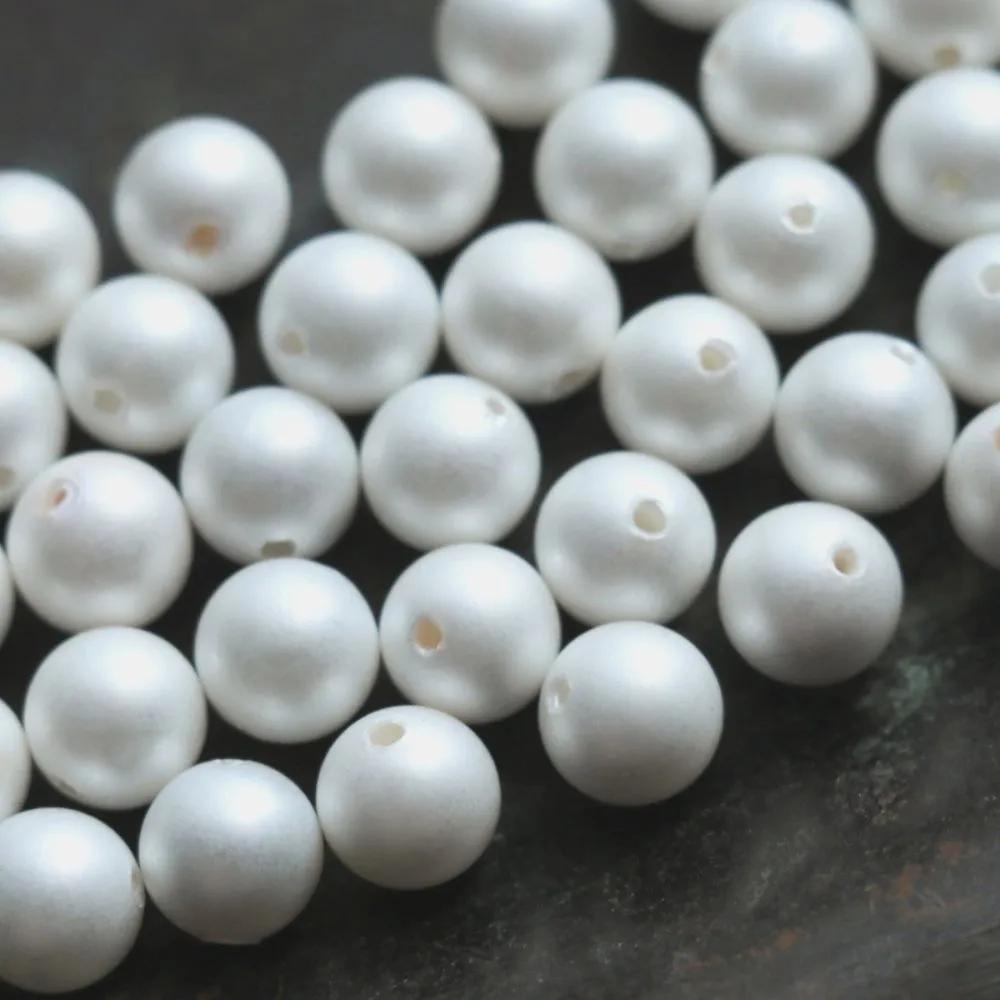 ракушечный жемчуг круглый, матовый, цвет молочный, 6 мм
