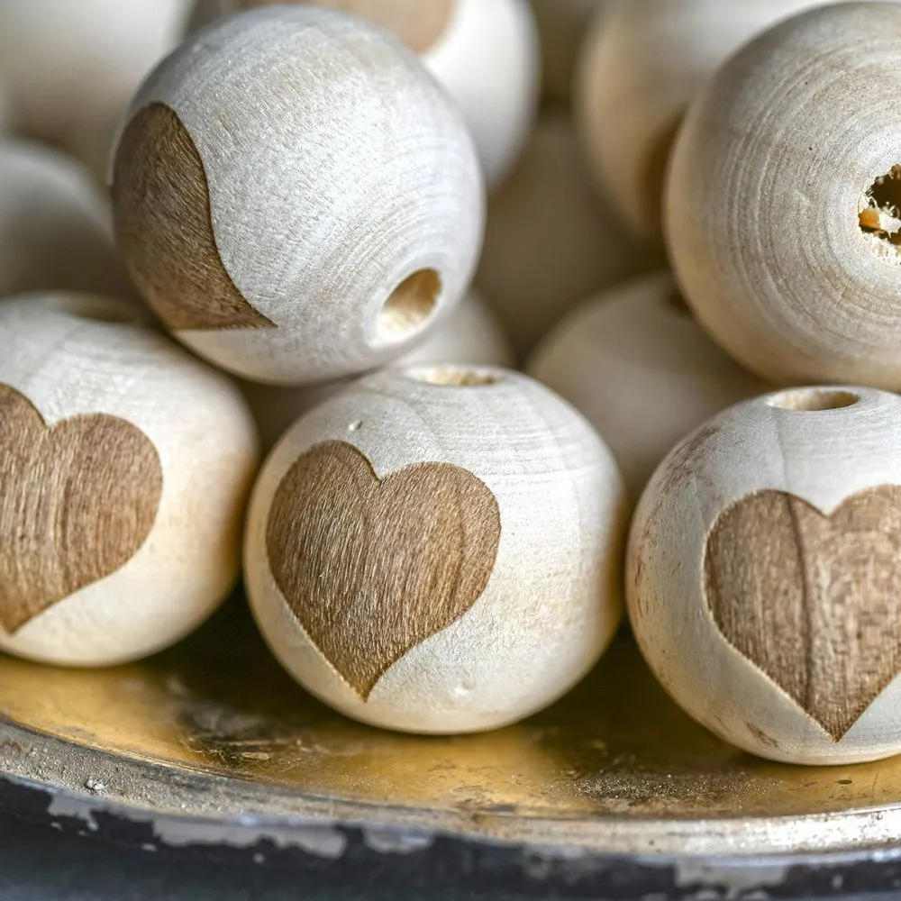 бусина дерево 18, цвет натуральный с принтом, 18х16 мм