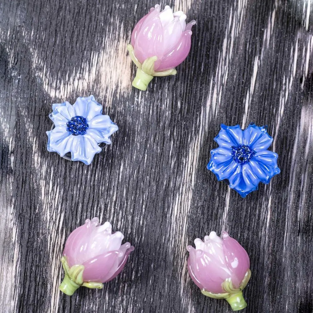 бусина, мурано "василек", фигурная, барвинковый, 20х9 мм