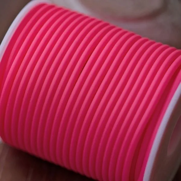 шнур резиновый, с отверстием, цвет розовый неон, 3 мм