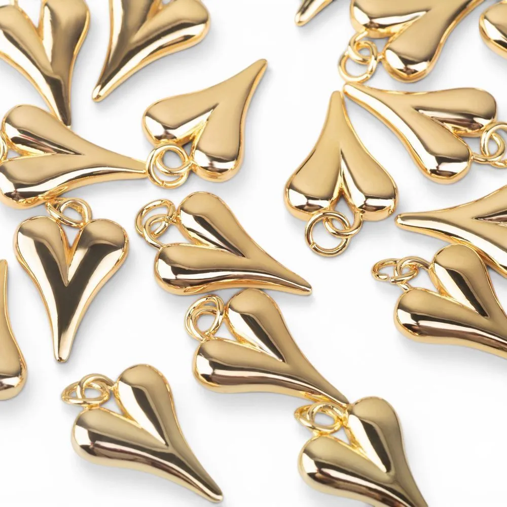 подвеска металл "сердце", позолота, 19.5x13x4 мм