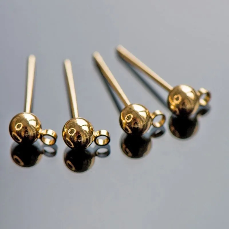 пуссеты "шарик", позолоченные, 16x6x4 мм