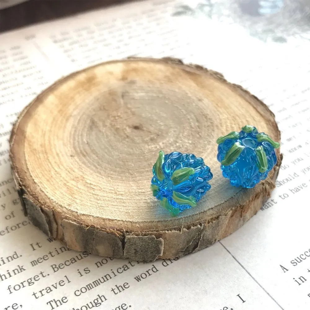 бусина, мурано "малинка", голубой, 15х12 мм