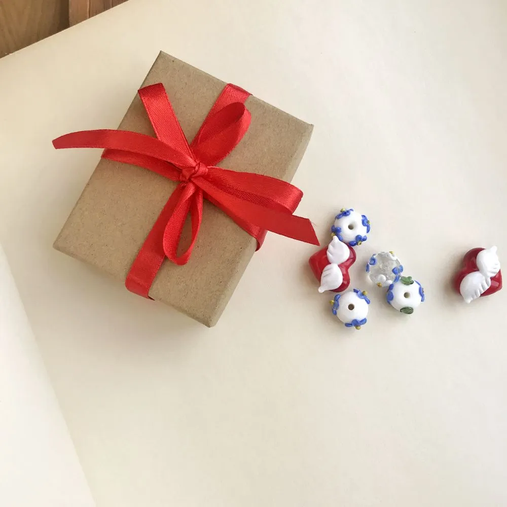 бусина, мурано "сердце ангела", красный, 20х20 мм