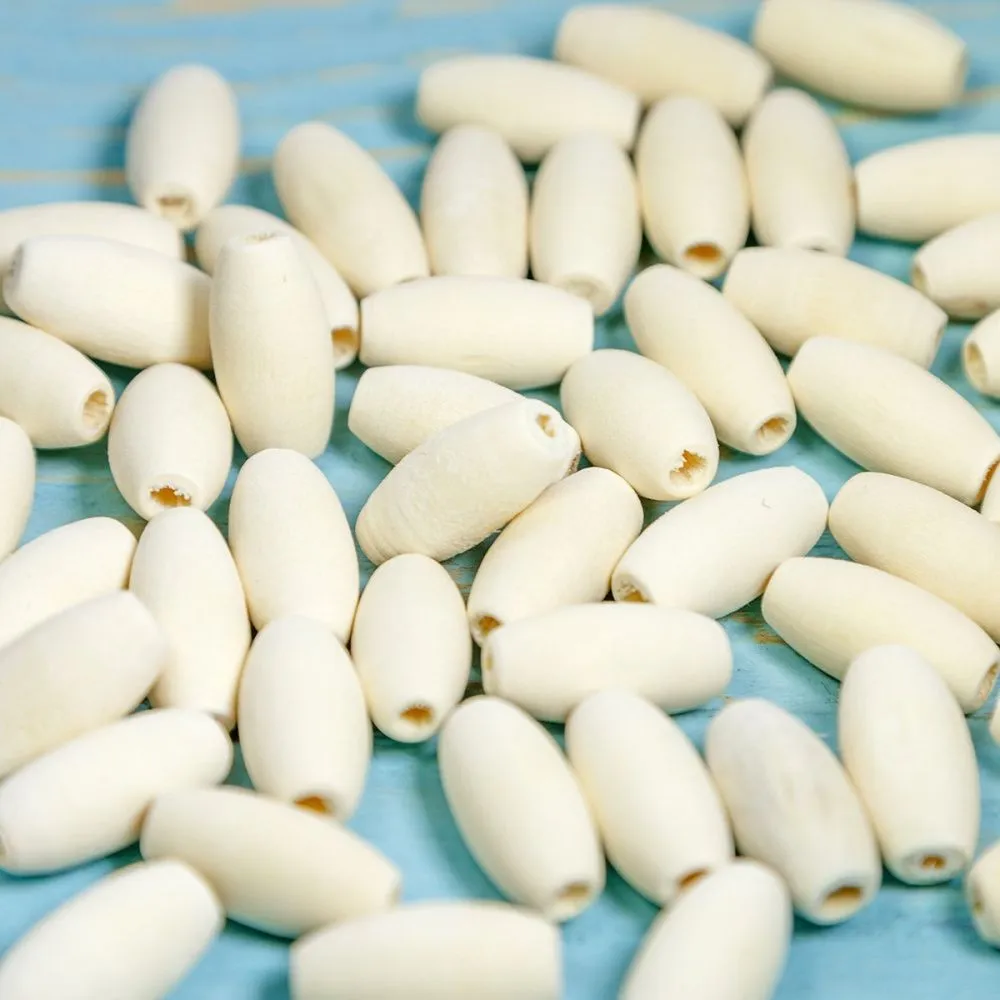 бусина дерево, овальная, цвет натуральный, 20х10 мм