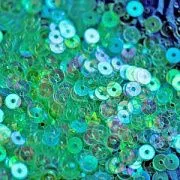 Пайетки плоские, прозрачный радужный с зеленым оттенком, 4 мм
