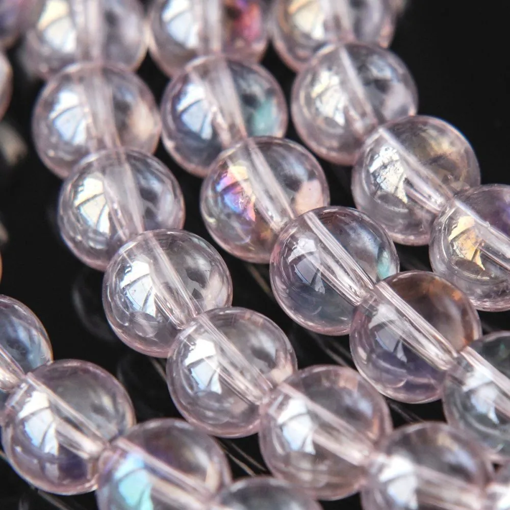 бусина, стекло 8, цвет розовый ав, 8 мм