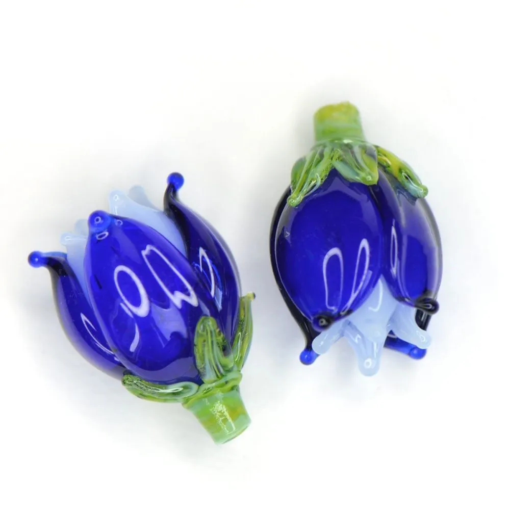 бусина, мурано "колокольчик", фигурная, темно-синий, 17х14 мм