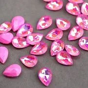 Кабошон стекло Кристалл, каплевидный, цвет Pink Shimmer, 14х10 мм