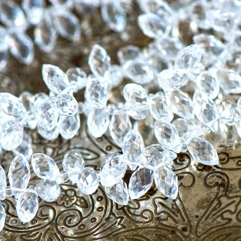 бусина "капля", граненая, стекло, цвет прозрачный, 12х6 мм