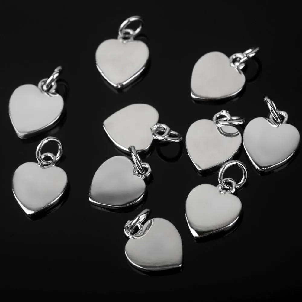 подвеска металл "харт", покрытие платина, 12x9.5x1.5 мм