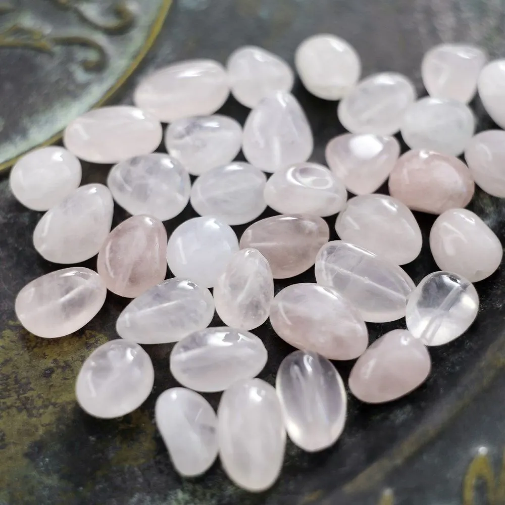 бусина кварц, овал, цвет розовый, размерный микс (уп. 10 г)