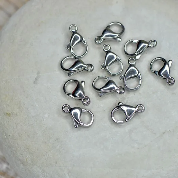 замочек-лобстер, цвет стальной, 13x8x4 мм