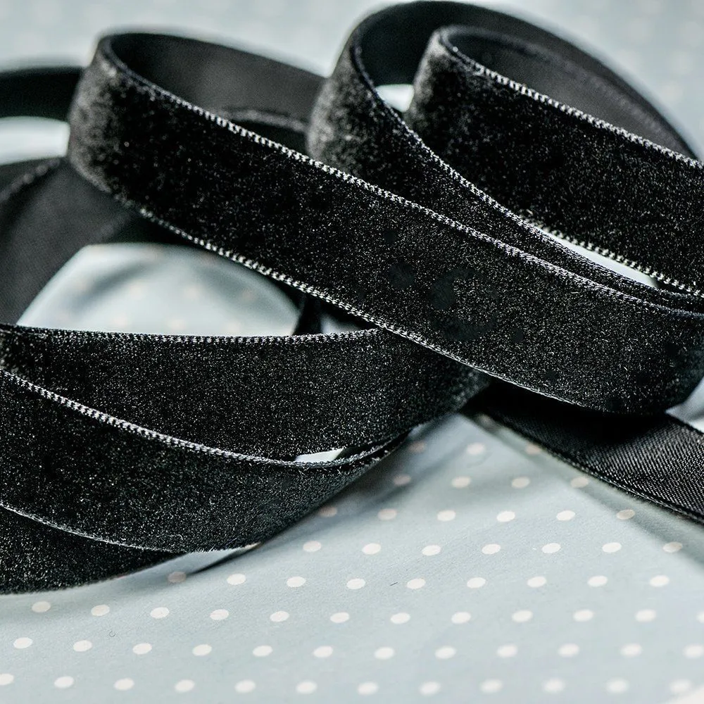 лента, бархат, цвет черный, ширина 12.7 мм ленты