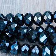 Бусина, стекло абакус 12, граненая, цвет гематитовый, 12х8 мм 