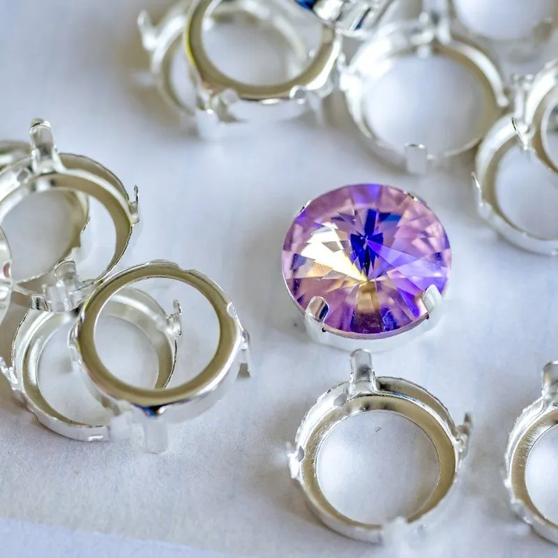 цапы для стразов круглые, открытые, серебро, 14 мм