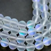 Бусина, стекло "Лунный камень", цвет белый, 10 мм