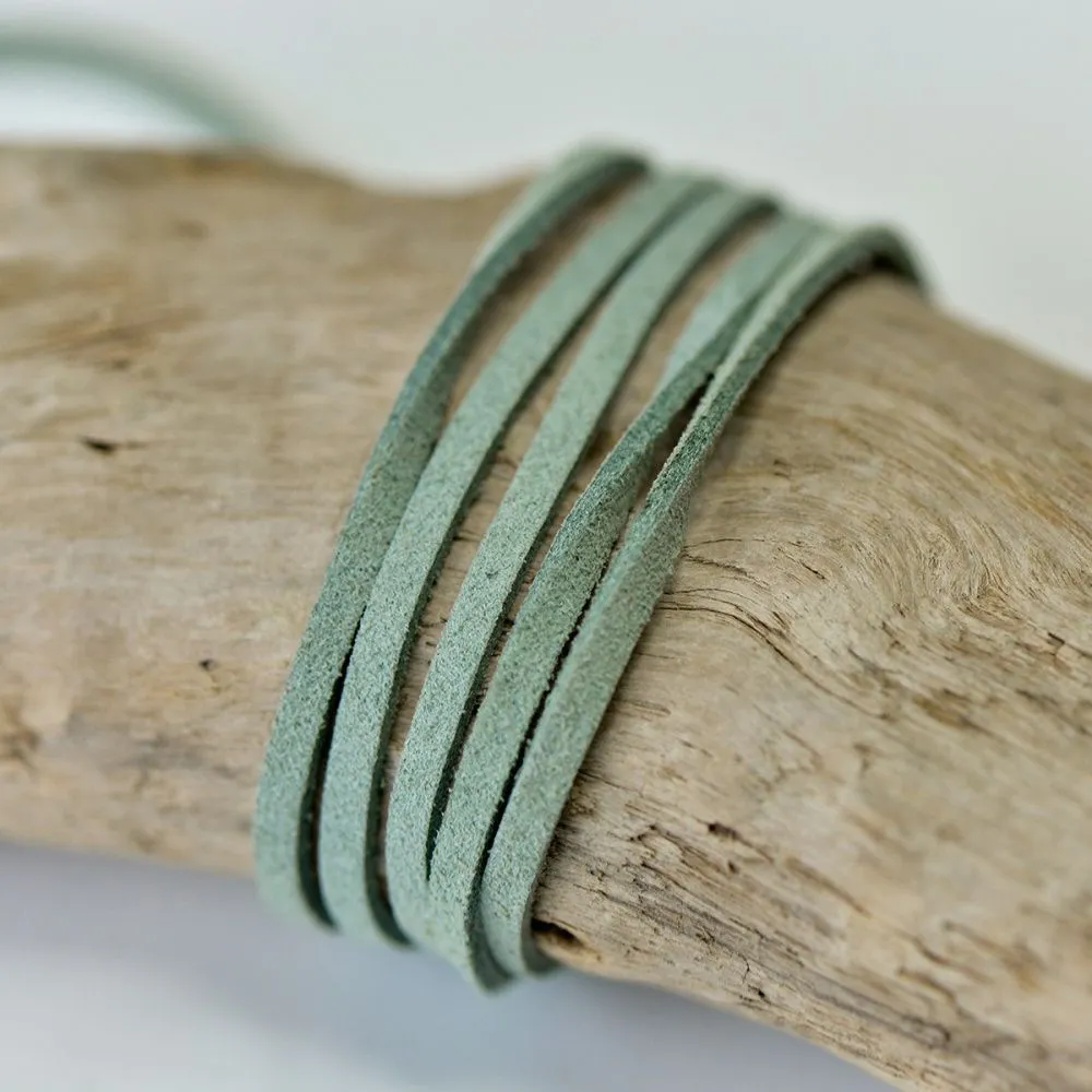 шнур из искусственной замши, грязный зелено-голубой, 3х1.4 мм