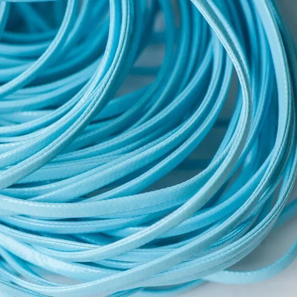 шнур, имитация кожи, плоский, цвет голубой, 2х1 мм