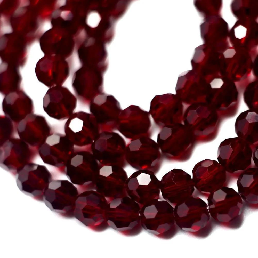 бусина, стекло 6, граненая, цвет бордовый, 6 мм