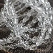 Бусина "Капля", граненая, стекло, цвет прозрачный, 8х6 мм