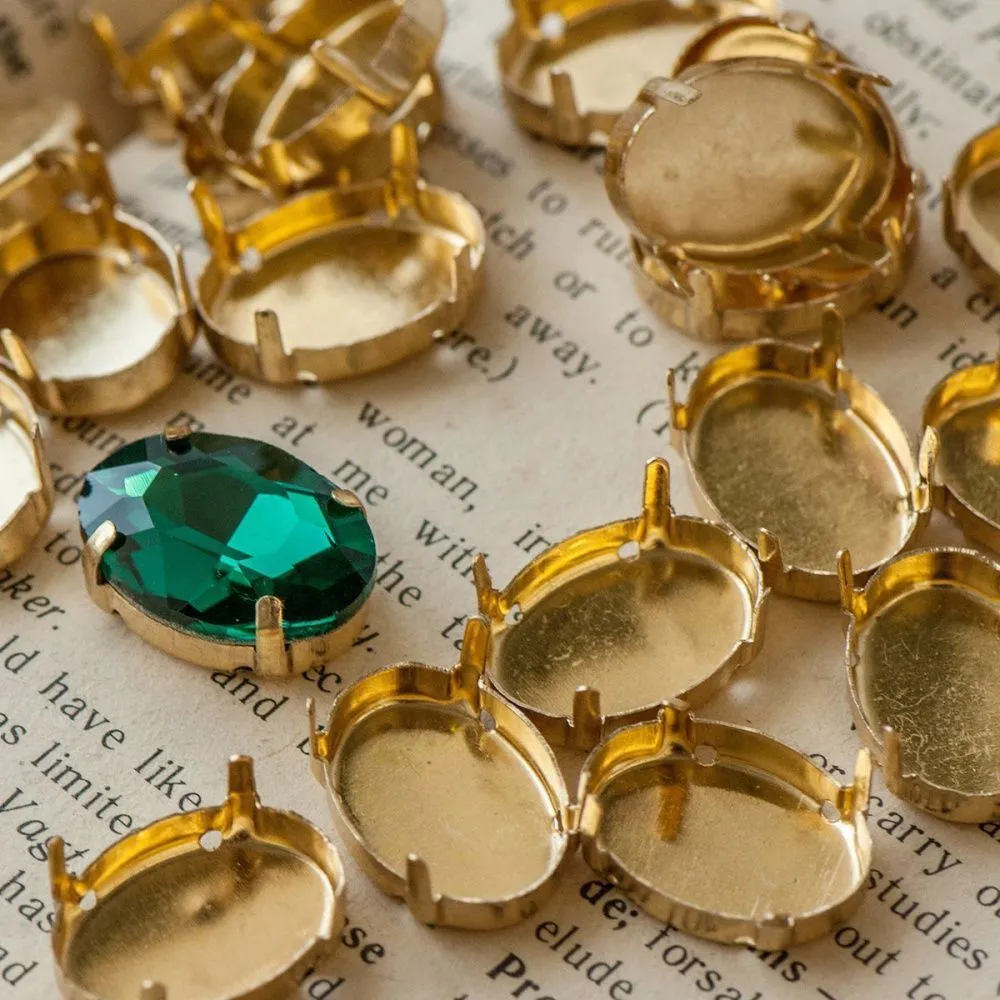 цапы для стразов овальные, закрытые, цвет золото, 16х13 мм