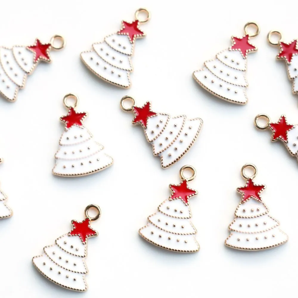 подвеска металлическая "елочка снежная", эмаль, цвет белый, 22x16x3 мм