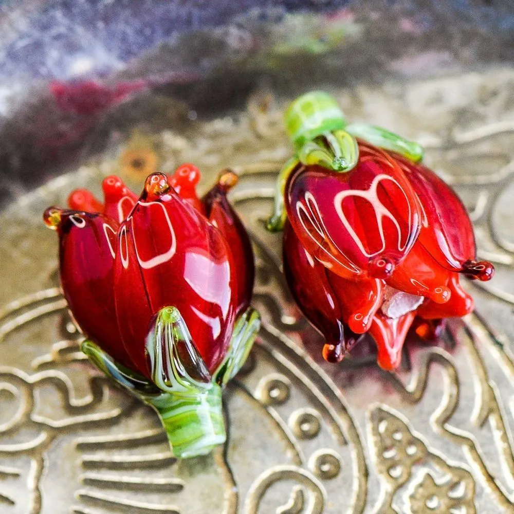 бусина, мурано "колокольчик", фигурная, красный, 17х14 мм