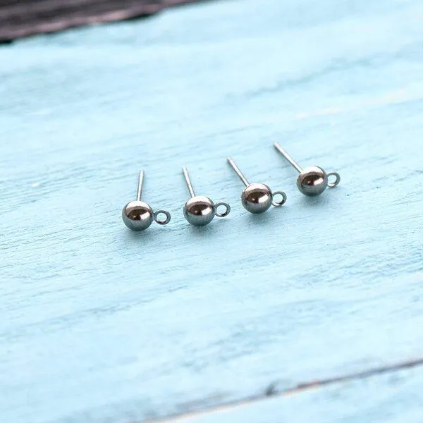 пуссеты "шарик", цвет черный, 12х4,5 мм