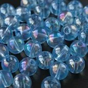 Бусина, стекло 10, цвет голубой АВ, 10 мм