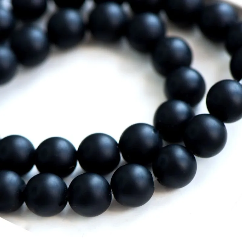 бусина, стекло 10, матовая, цвет черный, 10 мм