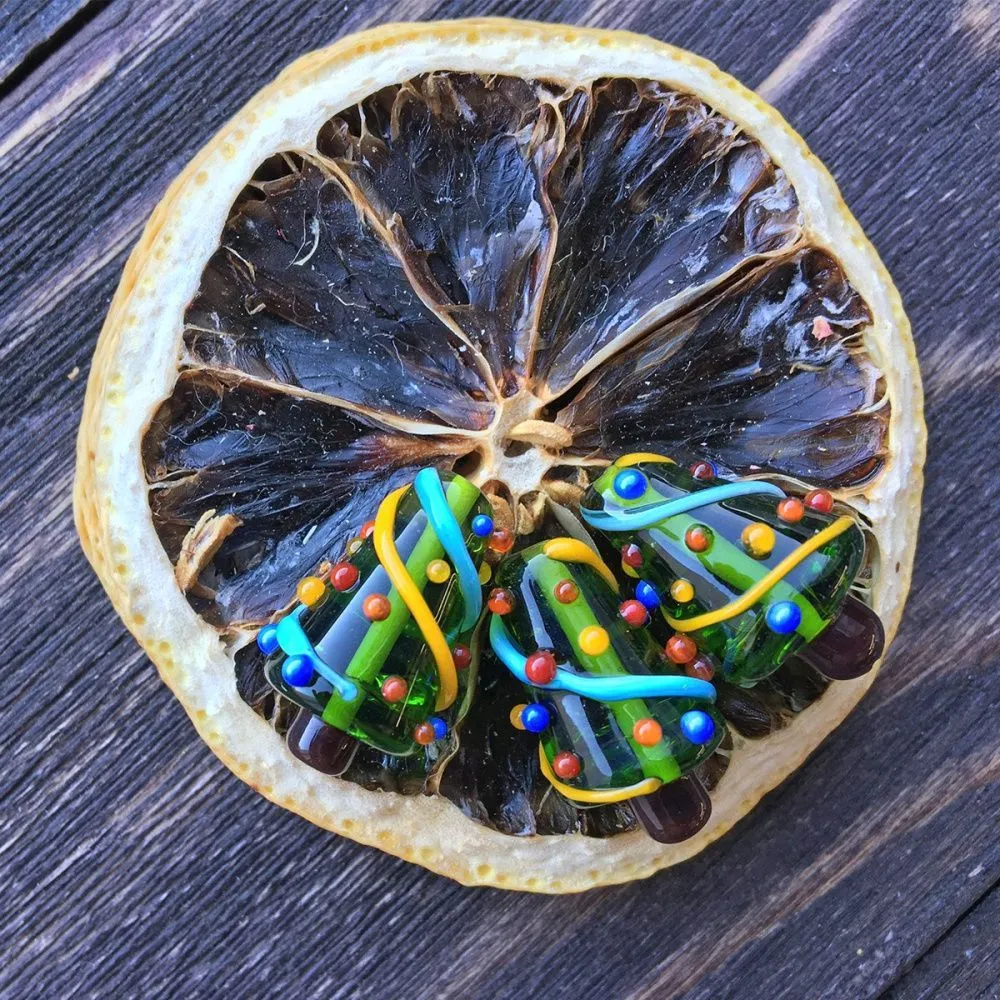 бусина, мурано "ёлочка нарядная", фигурная, стекло, 20х13 мм