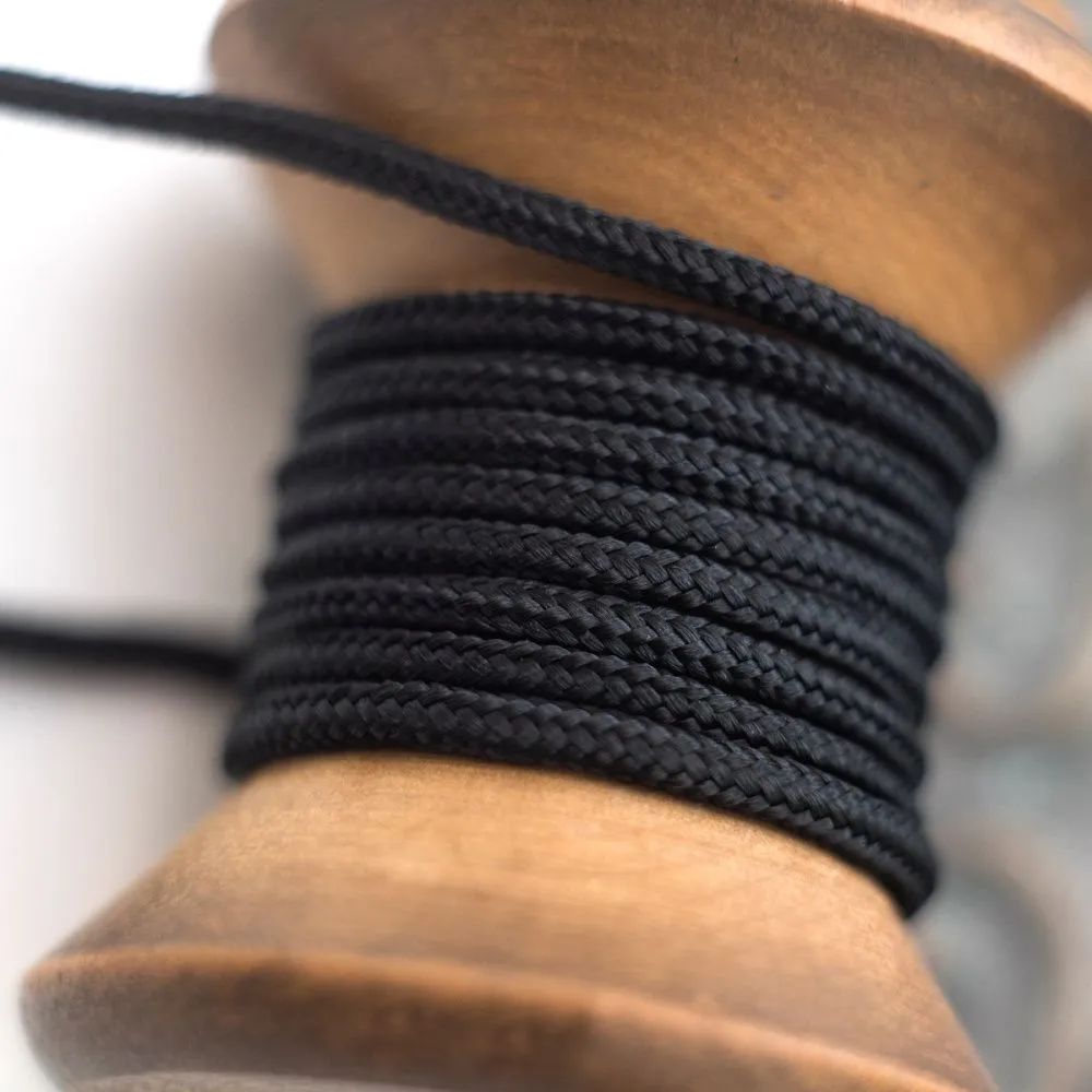шнур, полиэстер, паракорд, цвет черный, 2 мм  