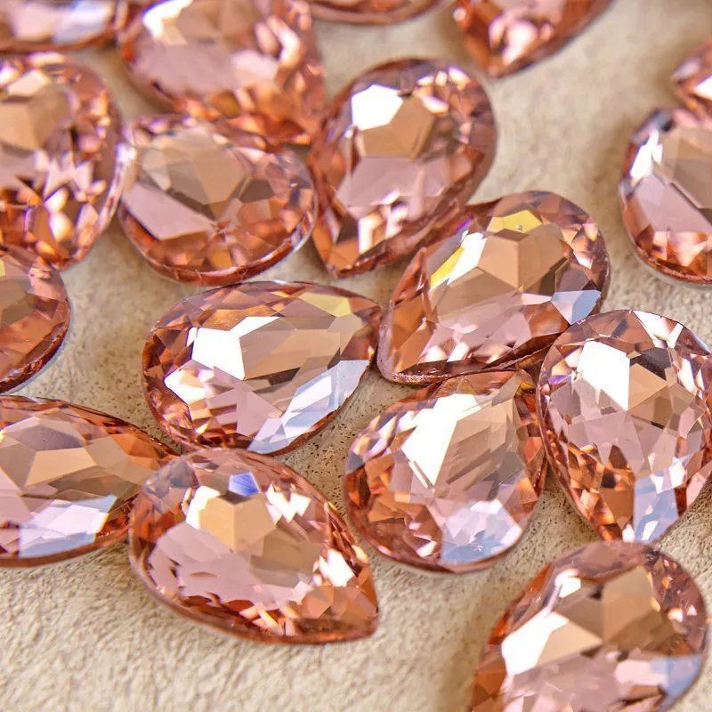 кабошон стекло кристалл, каплевидный, цвет champagne, 18х13 мм