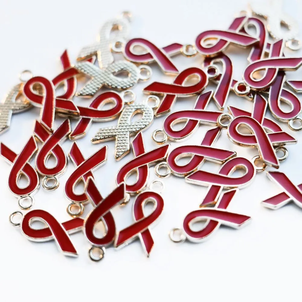 подвеска металлическая "ленточка", эмаль, цвет красный, 20x10x2 мм