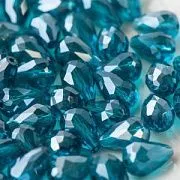 Бусина "Капля", граненая, стекло, цвет бирюзовый радужный, 15х10 мм