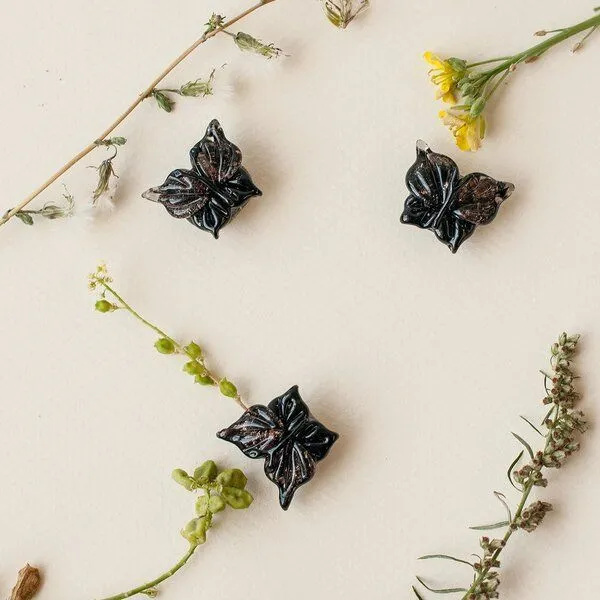 бусина, мурано "бабочка", фигурная, черный, 20х20 мм