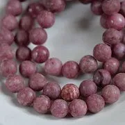 Бусина родонит 8, цвет розовый/черный, 8 мм (стренд 12 шт.)