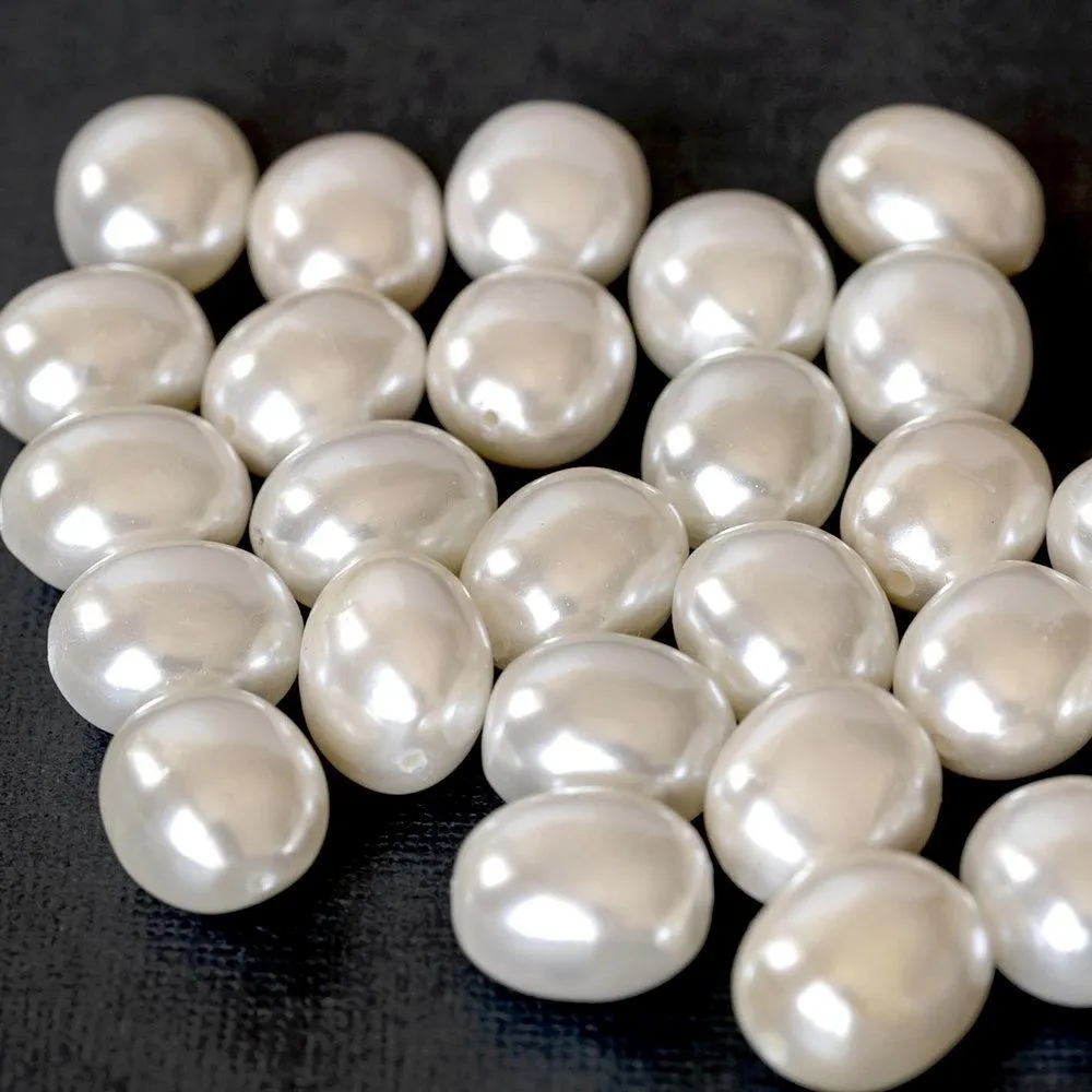 ракушечный жемчуг овальный, класс "а", цвет белый, 16x13 мм