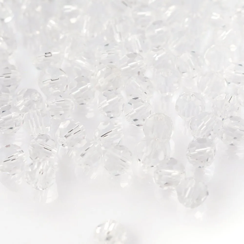 бусина, стекло 6, граненая, цвет прозрачный, 6 мм