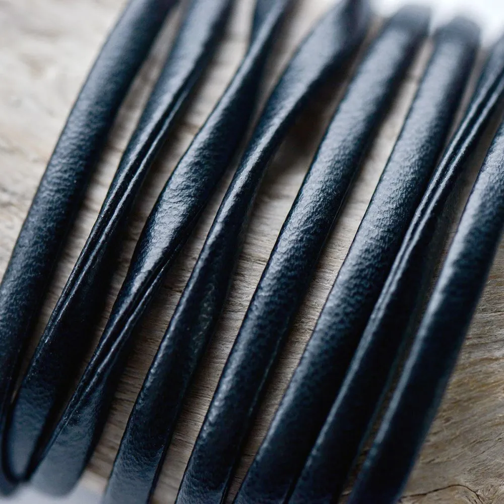 шнур, имитация кожи, плоский, цвет черный, 4х2 мм