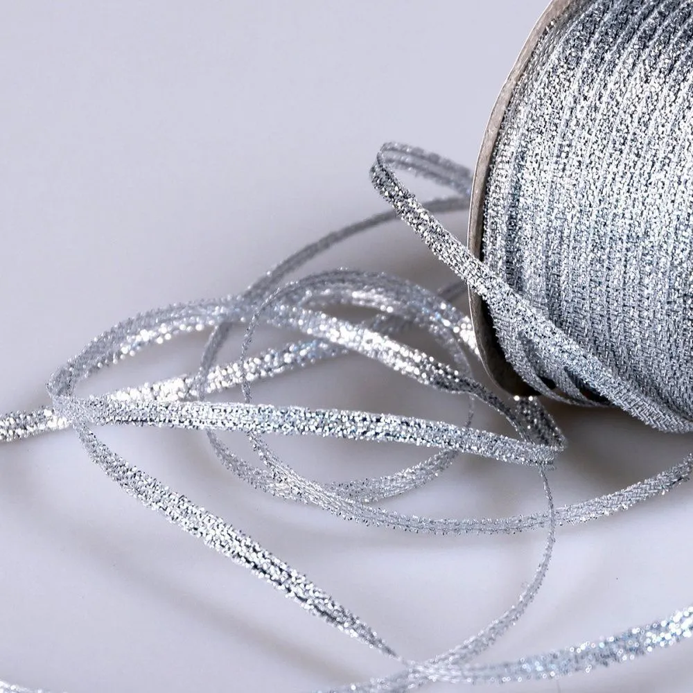 лента парчовая, цвет серебро, ширина 3 мм