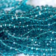 Бусина, стекло абакус 8, граненая, цвет темно-бирюзовый, 8х6 мм